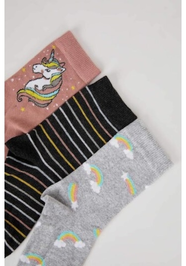 Defacto Kız Çocuk 3'lü Pamuklu Uzun Çorap D5725A8NSKR1 Çok Renkli Defacto Kız Çocuk 3'lü Pamuklu Uzun Çorap D5725A8NSKR1 Çok Renkli