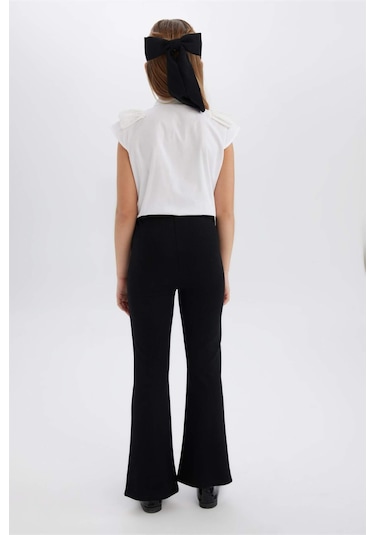 DeFacto Kız Çocuk Flare Fit Yırtmaçlı Pantolon B6893A825SMBK81 Siyah