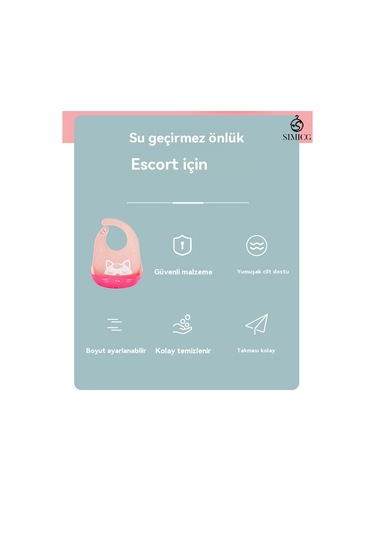 Beyaz Renk Panda Desenli Silikon Önlük