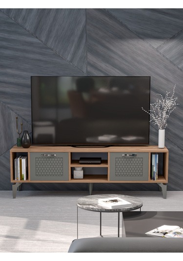 Tv Sehpası Ünitesi Tekli Orta Sehpa 3'lü Zigon Sehpa Set Üç Ürün Atlantik Çam Çok Renkli