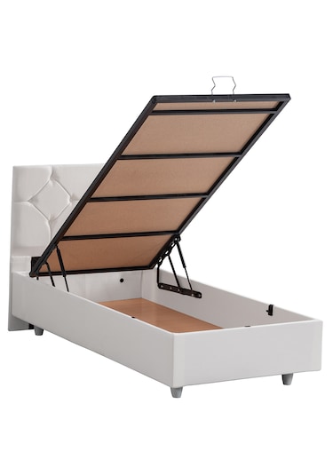 Glamis Tek Kişilik Baza Başlık Letto Yatak Seti - Beyaz 90 x 200