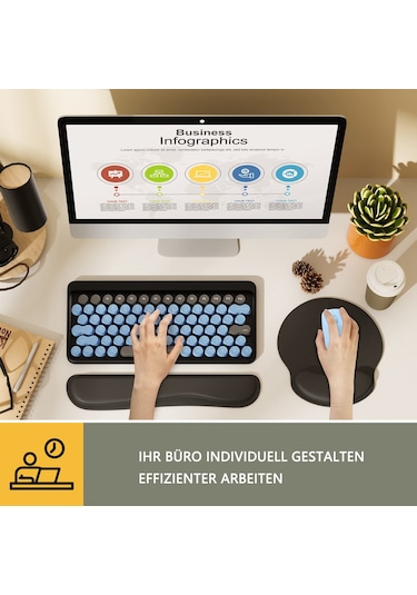 Ergonomik Mouse Pad Ve Bilek Desteği Seti, Nötr Pozisyonlu Ağrı Giderici, Gelişmiş Kontrol İçin Pürüzsüz Mikrofiber, Kaymaz Kauçuk Taban