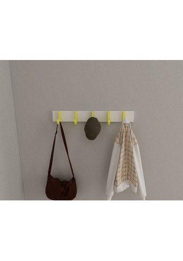 Hepsi3boyutlu Modern Duvar & Kapı Baston Askılık - 5 Adet Sarı J Askılık - Model No : 6 Sarı