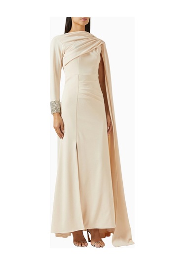 Ac By Aanchal Chanda Embellished Cape Işlemeli Pelerinli Kadın Elbise Beyaz