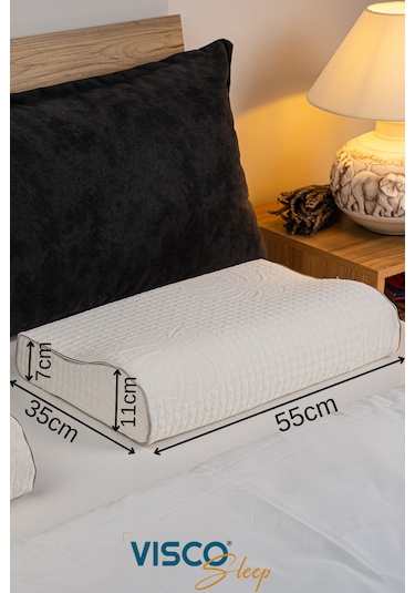 Visco Yastık Aylona Ortopedik Yastık Viskon Kılıflı 55x35x11-7 Cm