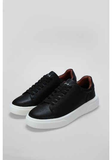 Lufian Erkek Tommy Deri Sneaker Ayakkabı 112230222 Siyah Siyah