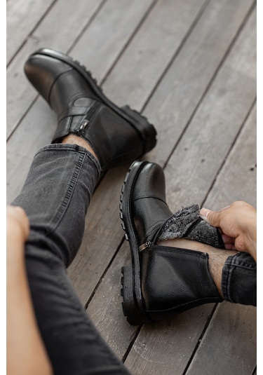 Garantili D1324 Soğuk Geçirmez Erkek Bot Siyah