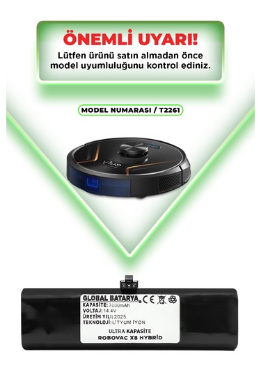 Anker Eufy Robovac X8 Hybrid Uyumlu Batarya 7000mah