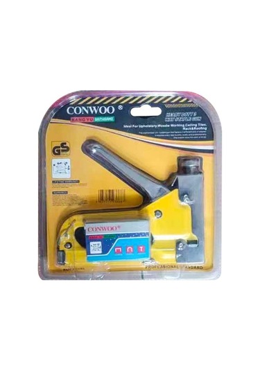 Besthome1 Endüstriyel Çok Amaçlı U-şekilli Çivi Atıcı - Ahşap, Tablo İçin Manuel Vidalama Aleti Sarı, 3 Farklı Çivi İle吸塑 Paket