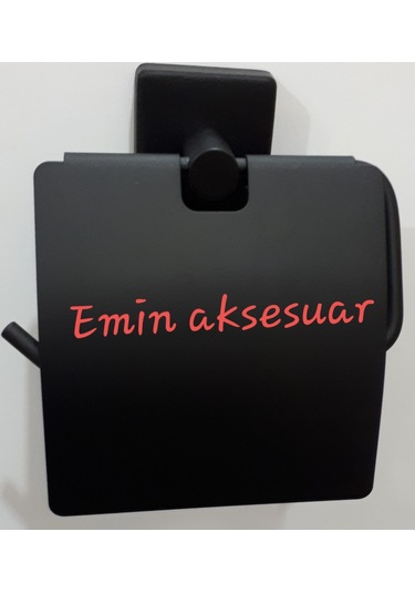 Tuvalet Kağıtlık Kapaklı Kare Tabanlı Mat Siyah