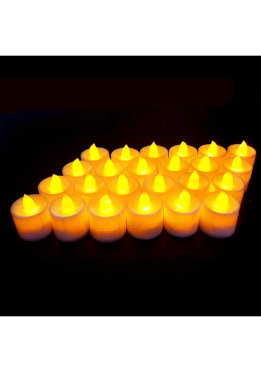 24 Adet Simülasyon Alevsiz Çay Mumları Led Mum Işıkları Düğün Yıldönümü İçin Beyaz