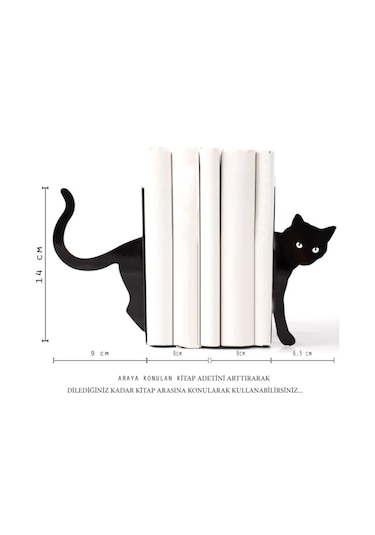 Kedi Temalı Kitap Tutucu Modern Dekor Ürünü