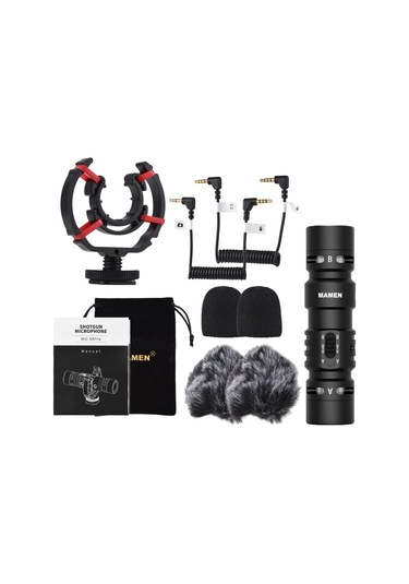 Mufunye Mamen Mıc-08 Pro Mini Kamera Üstü Mikrofon İki Yönlü Alıcı Metal Mikrofon Süper Kardiyoid Akıllı Gür