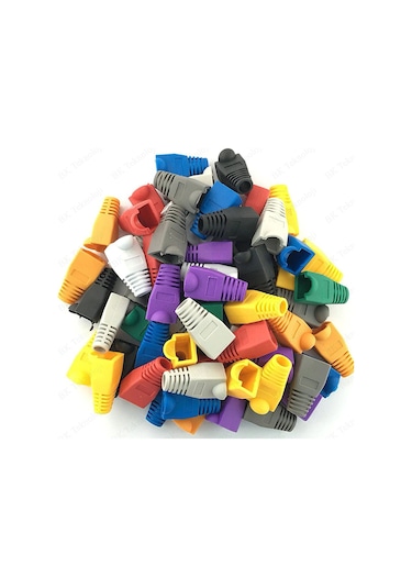 Rj45 Cat5 Cat6 Renkli Koruyucu Kılıf - 25 Adet Papuç