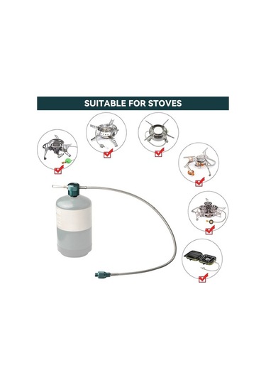 Pazly Bütan Adaptörü, Ropane Bidon Dişli Kamp Ocağı Uzatma Hortumu Gümüş