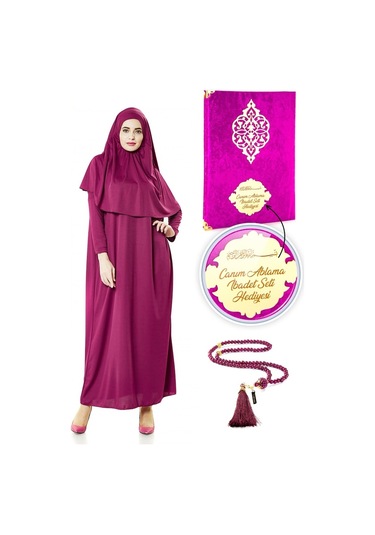 İsme Namaz Elbisesi Seti Fuşya