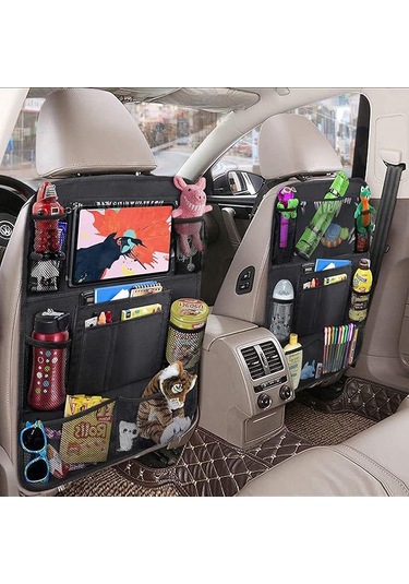 Geeksen "2'li Set Uleeka Araç Koltuğu Düzenleyici - 10" Tablet Cebi, 9 Cep, Su Geçirmez, Seyahat Ve Çocuklar İçin" Çok Renkli