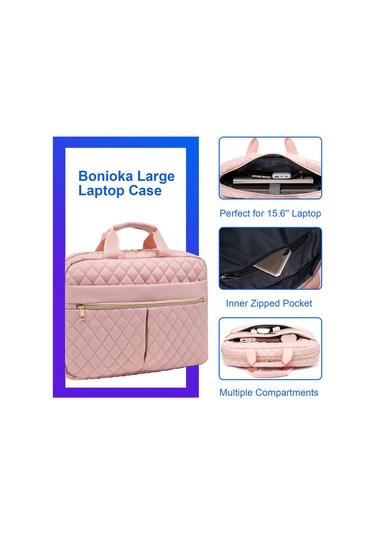 Reedark 15.6" Pembe Desenli Bilgisayar Çantası - Çift Omuzlu, Tsa Uyumlu, Sulama Dayanıklı, Bölmeli Depolama Pembe