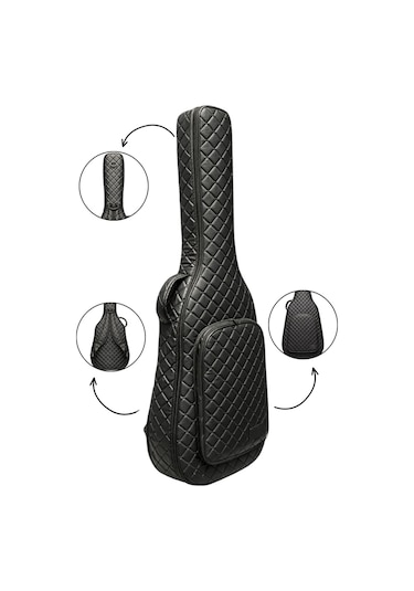 Klasik Gitar Çantası-kılıfı-kalın-gigbag-siyah Kapitoneli-suni Deri