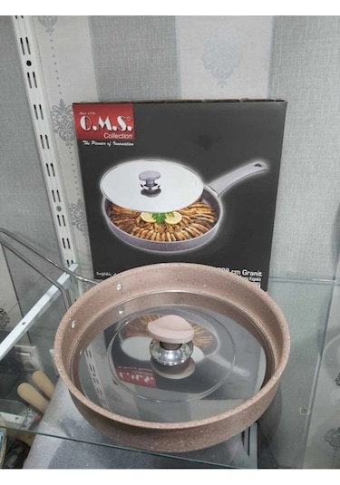 3222 - 2 Parça, Bio Granit, Metal Kapak, 28x4 Cm - 2,0 Litre Balık Tavası S.kahve Gövde, Platin Sap Sütlü Kahve