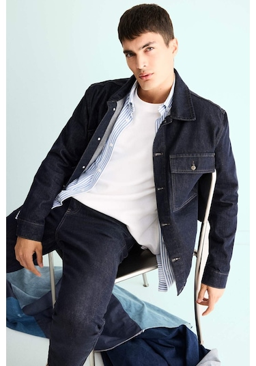 Defacto Relax Fit Düğmeli Jean Ceket F8292ax25aunm34 Mavi