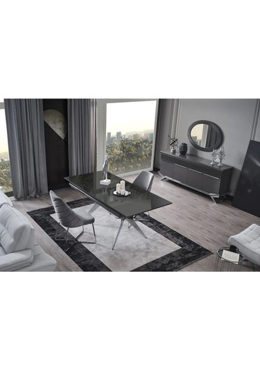 Asya Premium Yemek Odası Takımı Yemek Masası + 4 Adet Sandalye Gri