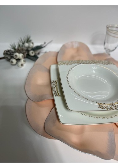 Eva Lateks Supla Amerikan Servis Pudra Gümüş Kenar Tasarım Pudra