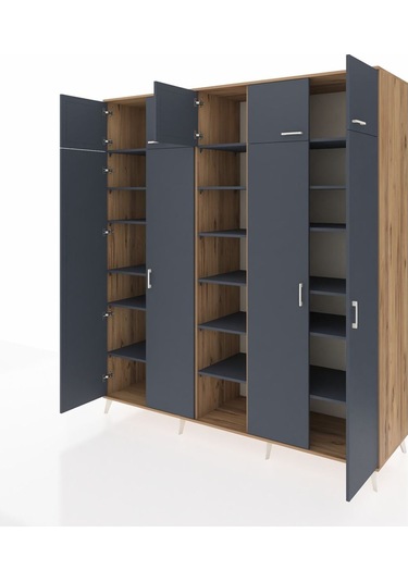 Kronos Dolap 18 Raflı 9 Kapaklı 220x59x243 Çam-antrasit/antrasit Antrasıt/antrasıt