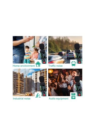 Springsun Fy8837 Ac Ağırlıklı Gürültü Ölçer Pilsiz Siyah + Yeşil