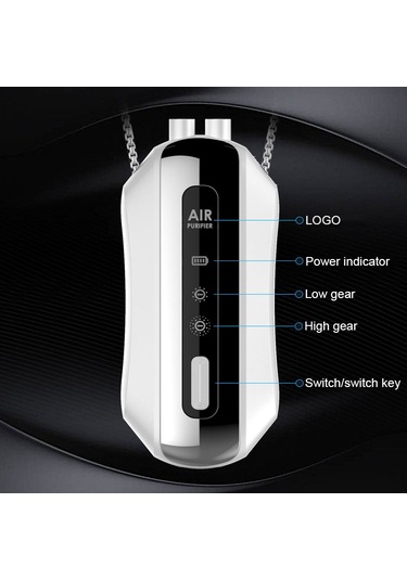 Sones Taşınabilir Negatif İyon Hava Temizleyici Ev Askılı Boyun Temizleyici, Stil: Zincir Stili Siyah