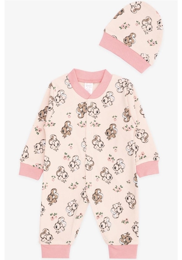 Breeze Kız Bebek Tulum Sevimli Sincap Desenli 0 3 Ay 3 6 Ay, Somon Somon