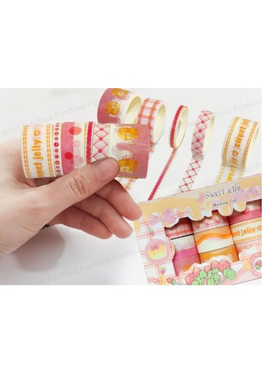 Dikdörtgen Vintage Washi Tape Bant Yapışkanlı Maskeleme Kağıdı Desenli Bant 20'li - Sweet Jelly 1