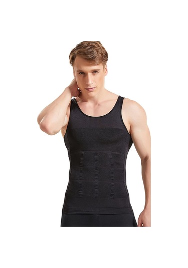 Göbek Sıkılaştırıcı Erkek Siyah Korse Atlet Siyah