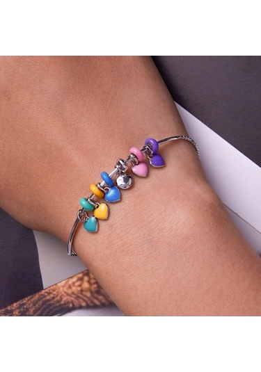 Fastbuy S925 Ayar Gümüş Mor Renkli Boncuklu Boncuklu Bilezik Kolye Aksesuar Seti Çok Renkli