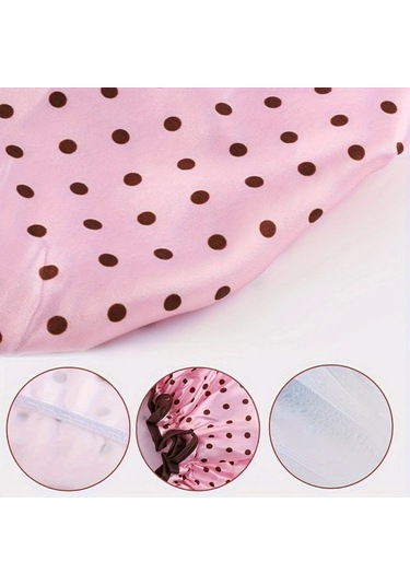 Elmpaly 4 Adet Çift Katlı Duş Bone - Zebra Leopar Nokta Çiçek Desenli Saç Koruyucu Diğer