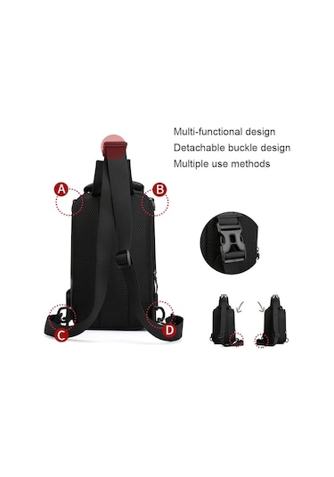 Haoshuai 1100-17 Usb Şarj Portlu Erkek Crossbody Göğüs Çantası 001