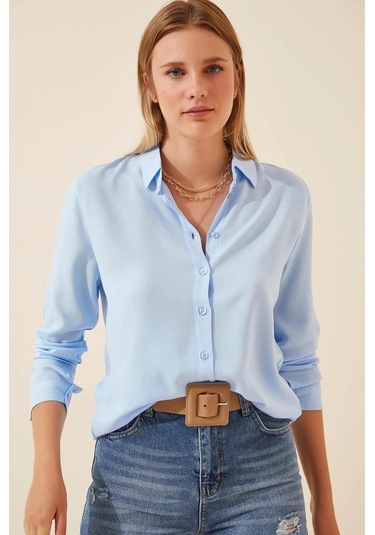 Dokuma Viskon Kumaş Efsane Gömlek Buz Mavisi