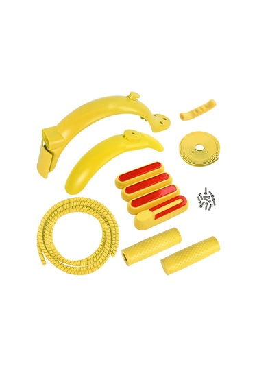 7 Adet / Paket Xiaomi M365 / 1s / M365 Pro / M365 Pro 2 Elektrikli Scooter Dönüşüm Kiti Arka Çamurluk Fren Jant Kapağı Yedek Aksesuar - Sarı