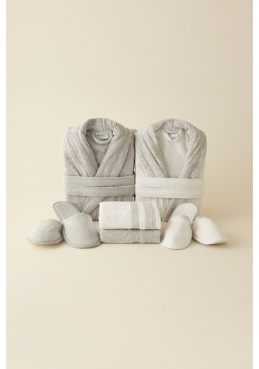 Kaşmir Home Elin 6 Parça Aile Banyo Seti Offwhite Gri Gri