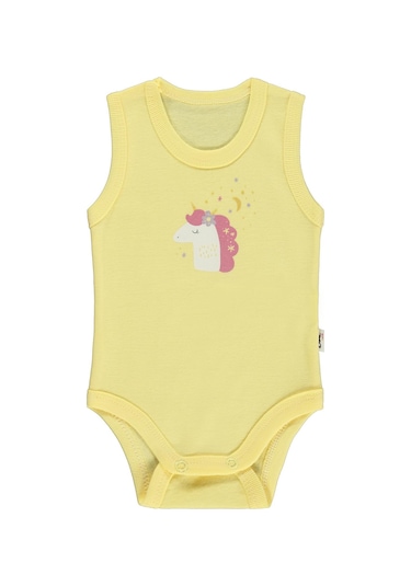 Civil Baby Unicorn Baskılı 0-3 Yaş Çıtçıtlı Badi - Sarı Açık Sarı