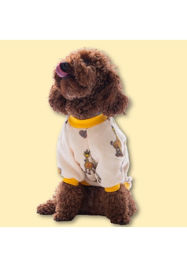 Züzü Polar Sweat Zürafa Desenli Kedi Köpek Sweati Kedi Köpek Kıyafeti Köpek Poları Sıcak Tutan Sweat