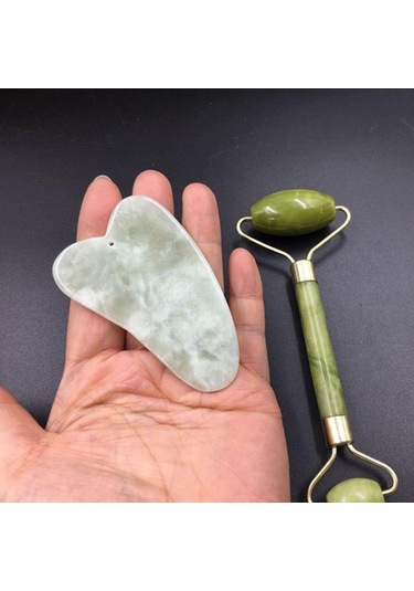 Yeşim Kazıyıcı İle Doğal Yüz Rulo Yeşim Taşı Rulo Yüz Güzellik Aletleri Yeşil