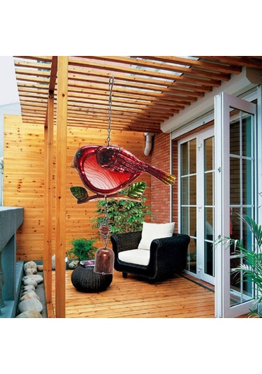 Yifomall Kırmızı Kuğu Ve Renkli Cam Arı Kuşu Desenli Demir Cam Zil, Duvar Dekoru, Çocuk Yatağı Süsüsü, Nordic Stil, Hediye İçin Uygun