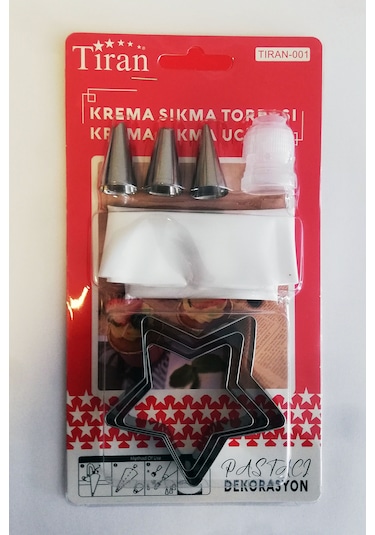 8 Parça Krema Sıkma Torbası Hamur Şekillendirici Yıldız-kalp-çiçek-halka Yıldız