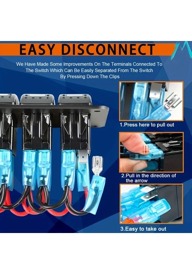 Motion003 Movglow 4lu Paket Alüminyum Anahtar Panosu Absler Tekneler Arabalar Karavanlar Kamyonlar İcin Mavi Led Isik 12v 24v 4 Montaj Vidasi