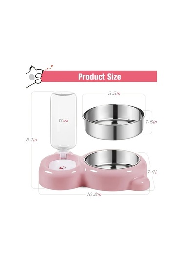Honeybeeshop Mor Rengi Evcil Hayvanınızı Susuz Bırakmayacak Çift Kase Seti Ve Otomatik Su Dispenseri