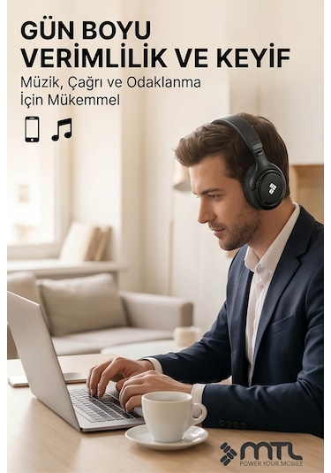 Kablosuz Stereo Kulaklık - Extra Bass Ve Katlanabilir Tasarım Ios Ve Android Uyumlu
