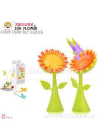 Büro Ev Ofis Sofra Keyfi İçin 5adet Renkli Plastik Standlı Meyve Yeme Çubuk Seti