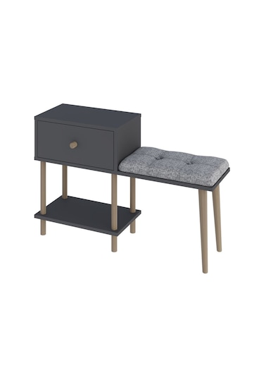 Puflu Ayakkabılık Düşer Kapaklı Ayakkabılık Raflı Ayakkabılık Iki Raflı-antrasit Antrasit