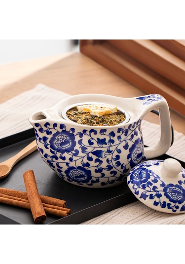 Kosova Dem-133-6 Isıya Dayanıklı Porselen Demlik 400 Ml Mavi